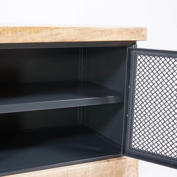 Meuble TV 200 cm en bois massif et métal  - Cambridge