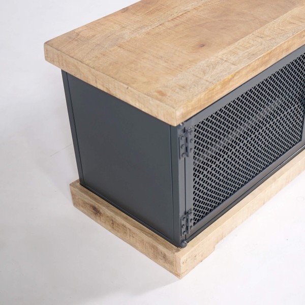 Meuble TV 200 cm en bois massif et métal  - Cambridge