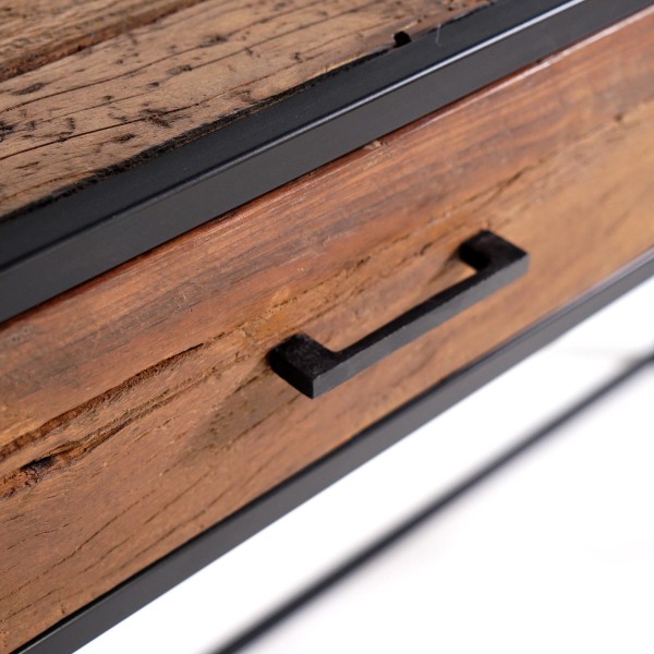 Console industrielle en bois recyclé - Recycled