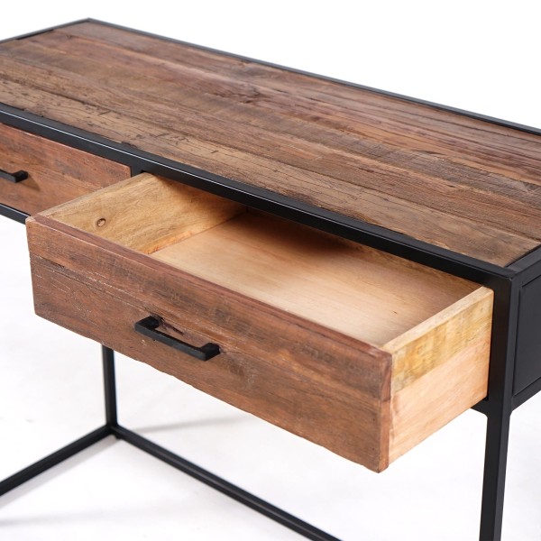 Console industrielle en bois recyclé - Recycled
