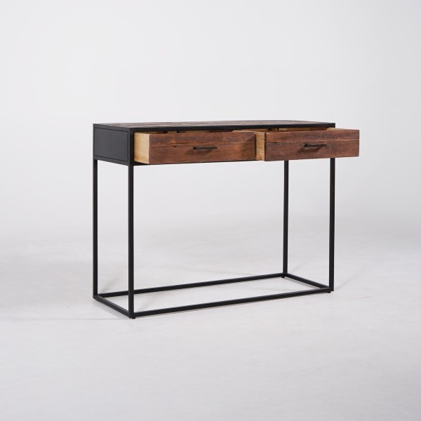 Console industrielle en bois recyclé - Recycled