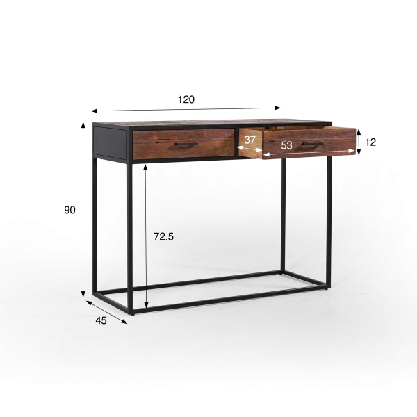 Console industrielle en bois recyclé - Recycled