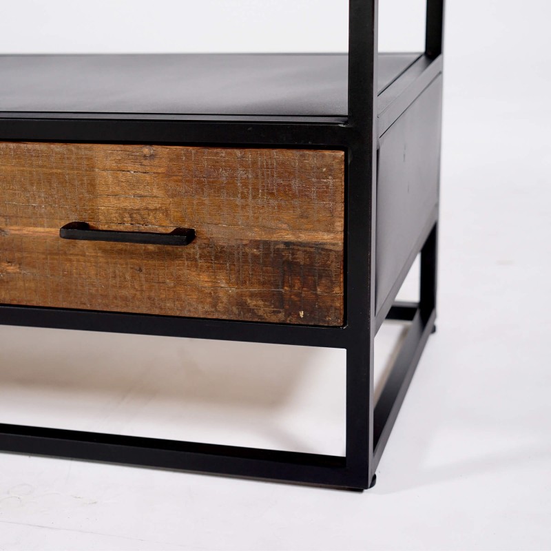 Petit meuble TV industriel en bois recyclé - Recycled