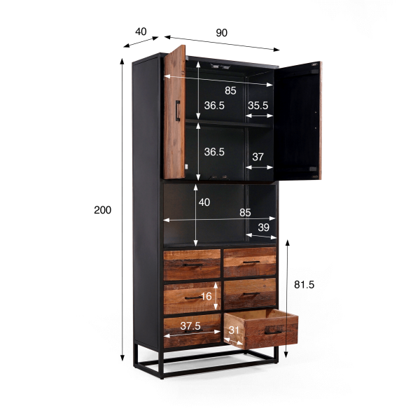 Armoire industrielle en bois recyclé - Recycled
