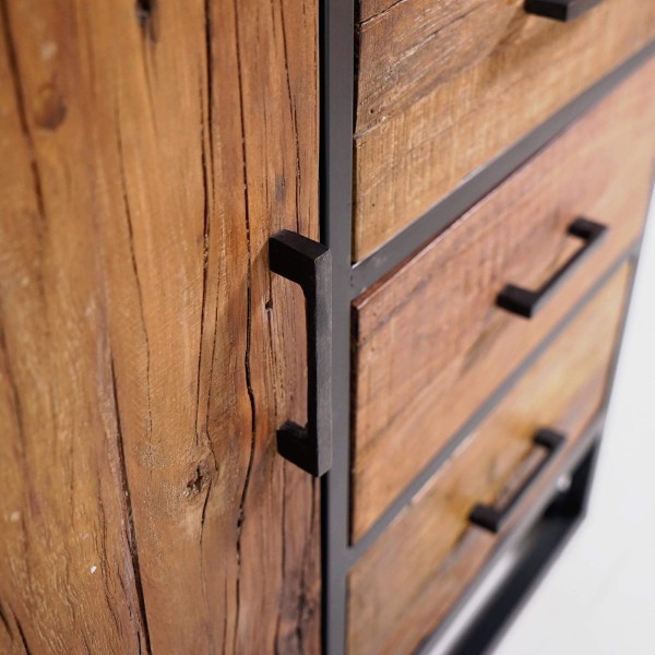 Petit buffet industriel en bois recyclé 1 porte - Recycled