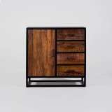 Petit buffet industriel en bois recyclé 1 porte - Recycled