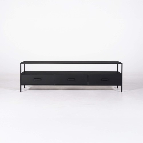 Meuble TV industriel métal noir 3 tiroirs - New York