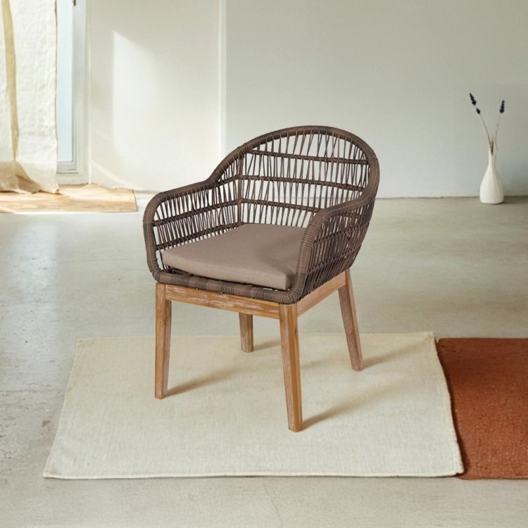 Chaise en bois et rotin tressé - Java