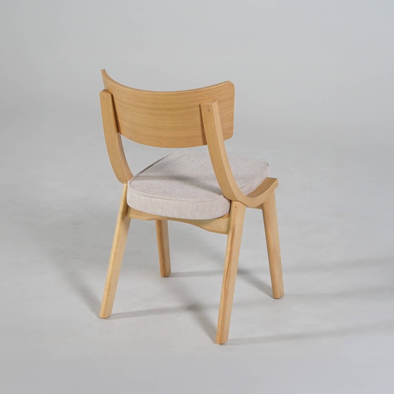 Chaise de salle à manger en chêne naturel et tissu beige - Svea