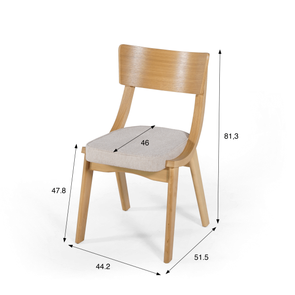 Chaise de salle à manger en chêne naturel et tissu beige - Svea