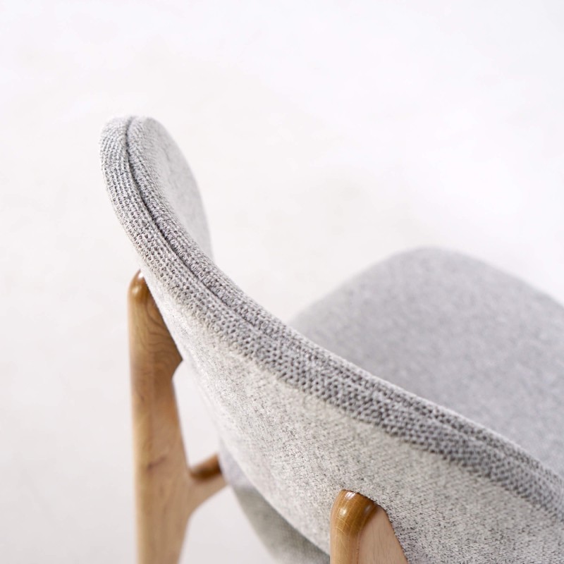 Chaise en bois massif de chêne et tissu gris - Skaga