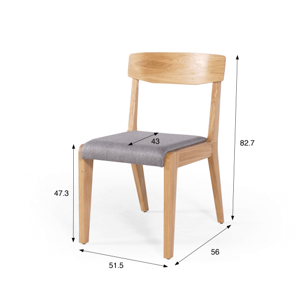 Chaise de salle à manger en bois de chêne et tissu gris - Skog