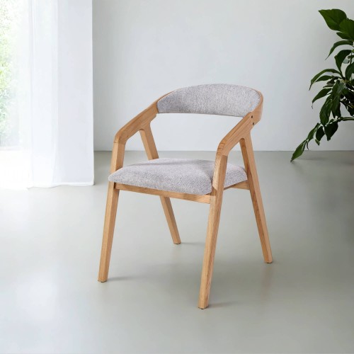 Chaise de salle à manger avec dossier et assise en tissu gris - Seren