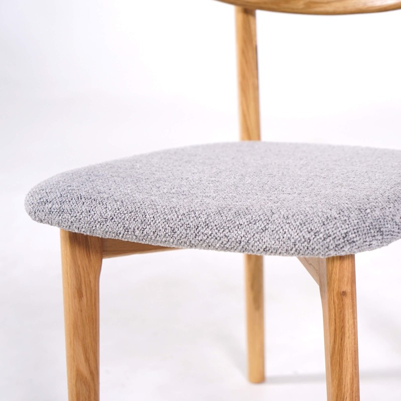 Chaise de salle à manger en chêne naturel gris clair bouclé - Elim