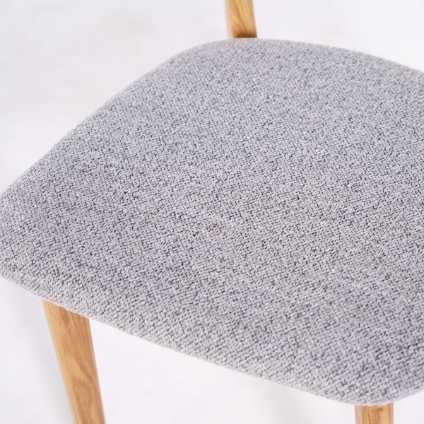 Chaise de salle à manger en chêne naturel gris clair bouclé - Elim