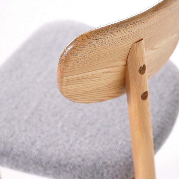 Chaise de salle à manger en chêne naturel gris clair bouclé - Elim