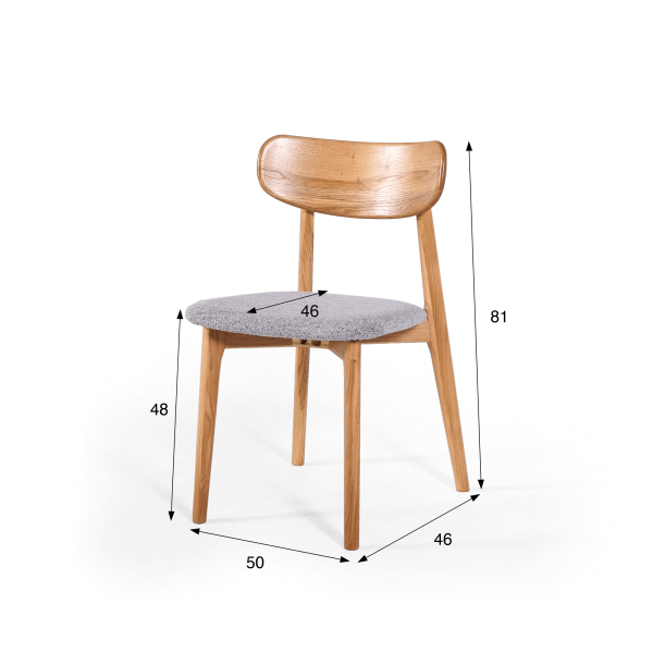 Chaise de salle à manger en chêne naturel gris clair bouclé - Elim