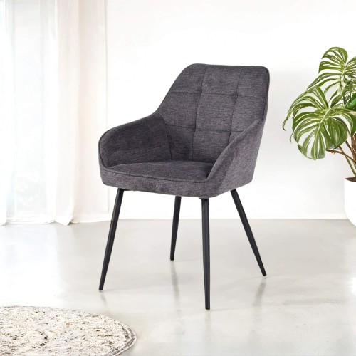 Chaise de salle à manger en tissu gris foncé - Nolan Square