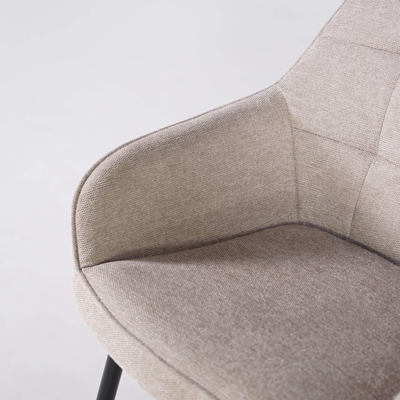 Chaise de salle à manger en tissu couleur sable - Nolan Square