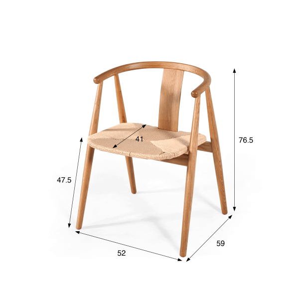 Chaise de salle à manger en chêne naturel - Relate