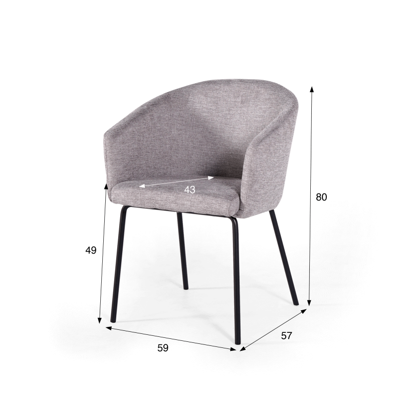 Chaise de salle à manger en tissu gris clair - Easton Chaise de salle à manger en tissu gris clair - Easton