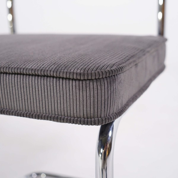 Chaise de salle à manger en velours gris - Rupert