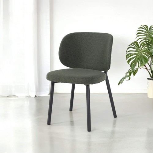 Chaise de salle à manger en tissu vert - Swan