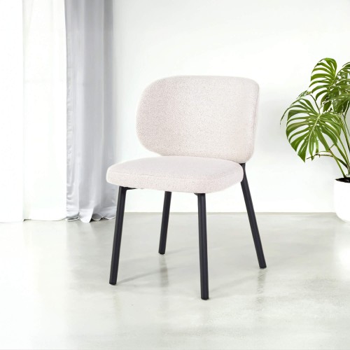 Chaise de salle à manger en tissu bouclé blanc - Swan