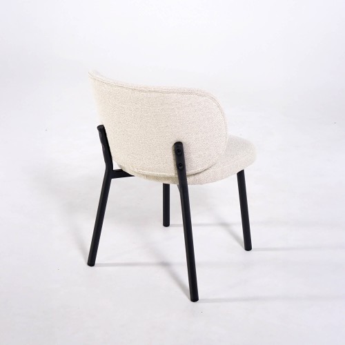 Chaise de salle à manger en tissu bouclé blanc - Swan