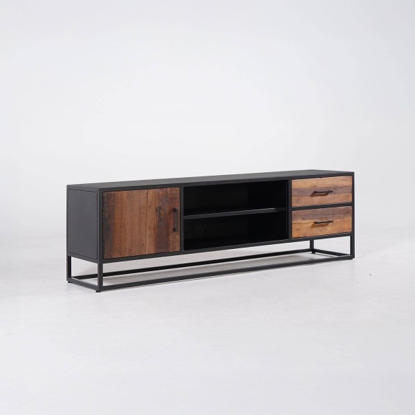 Meuble TV industriel en bois recyclé - Recycled