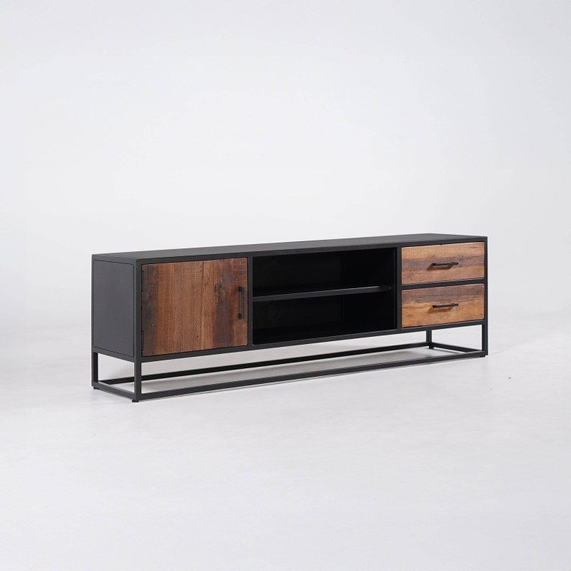 Meuble TV industriel en bois recyclé - Recycled