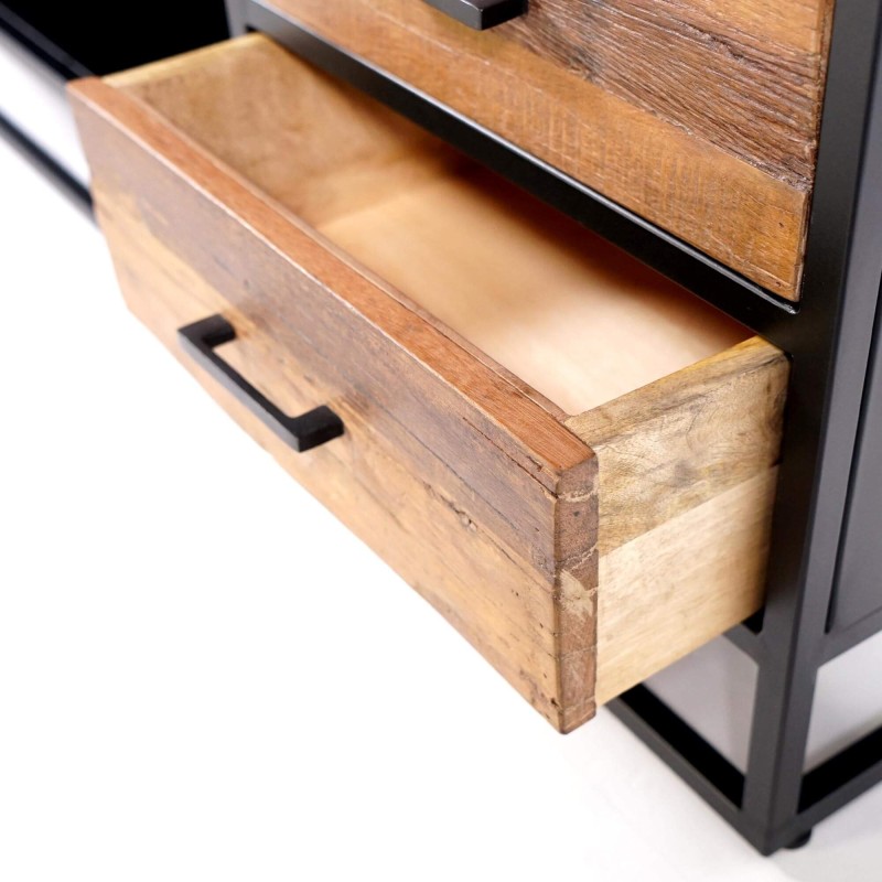 Meuble TV industriel en bois recyclé - Recycled