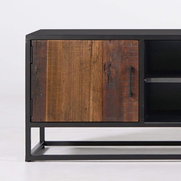 Meuble TV industriel en bois recyclé - Recycled
