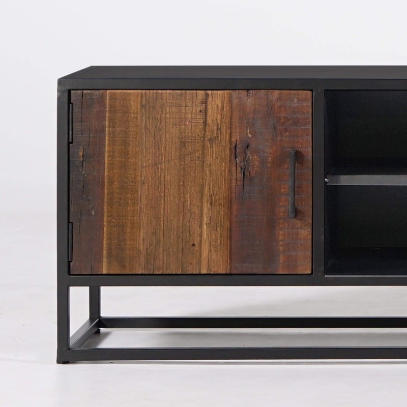 Meuble TV industriel en bois recyclé - Recycled