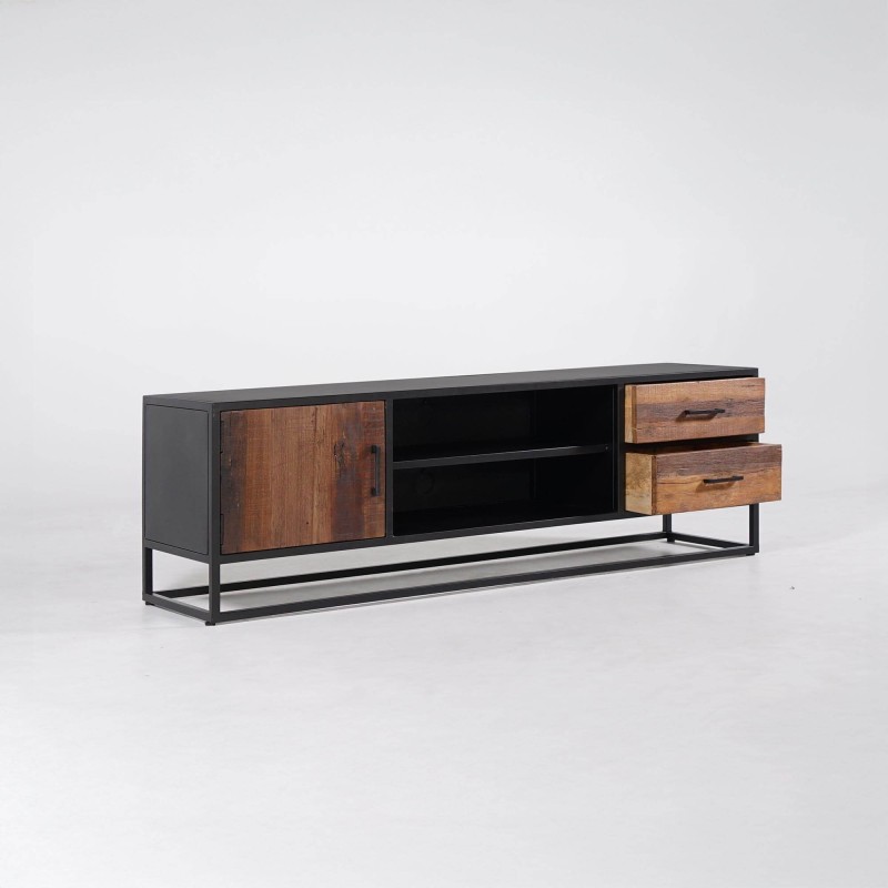 Meuble TV industriel en bois recyclé - Recycled