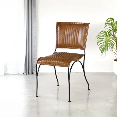Chaise vintage en cuir brun - Cosy