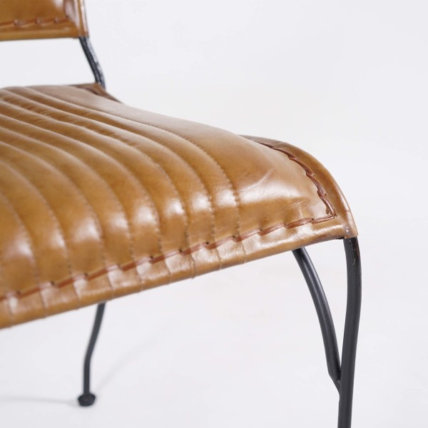 Chaise vintage en cuir brun - Cosy