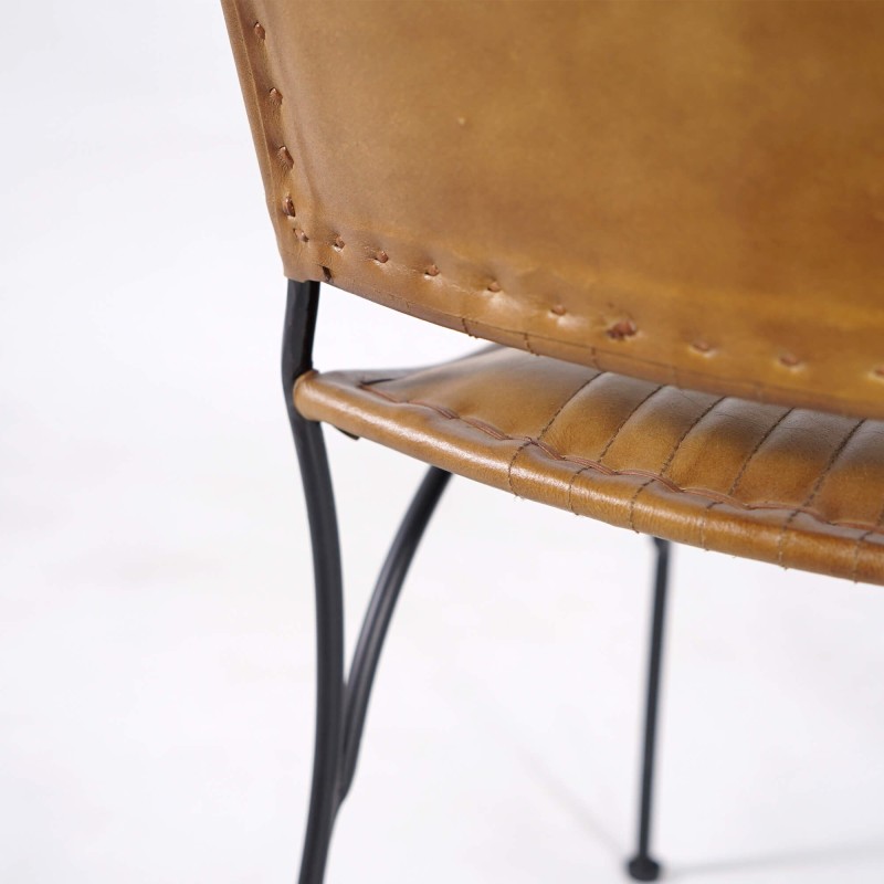 Chaise vintage en cuir brun - Cosy