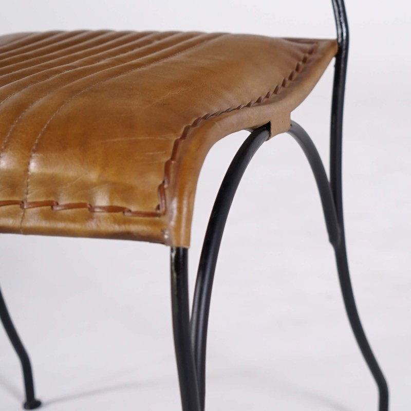 Chaise vintage en cuir brun - Cosy
