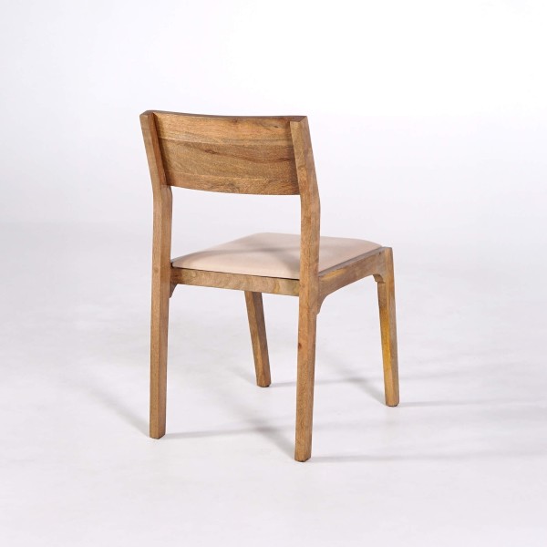 Chaise en bois naturel et tissu beige - Elegance