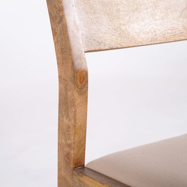Chaise en bois naturel et tissu beige - Elegance