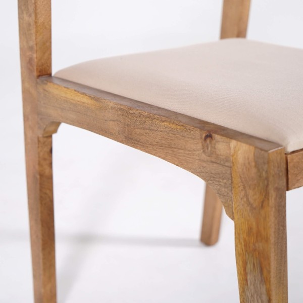 Chaise en bois naturel et tissu beige - Elegance
