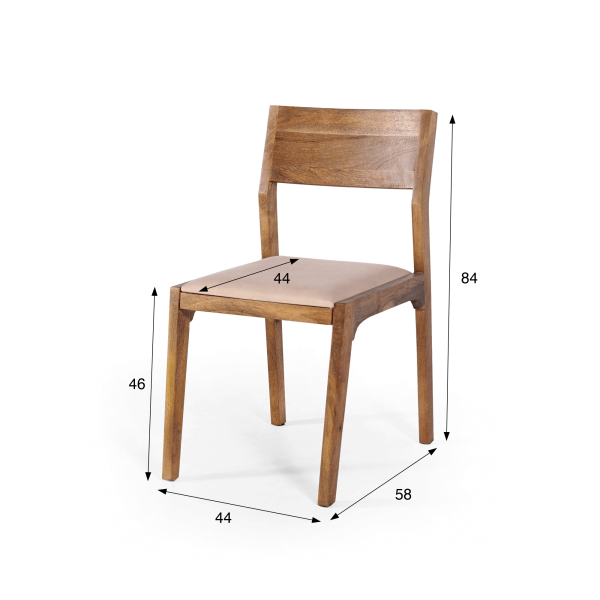 Chaise en bois naturel et tissu beige - Elegance