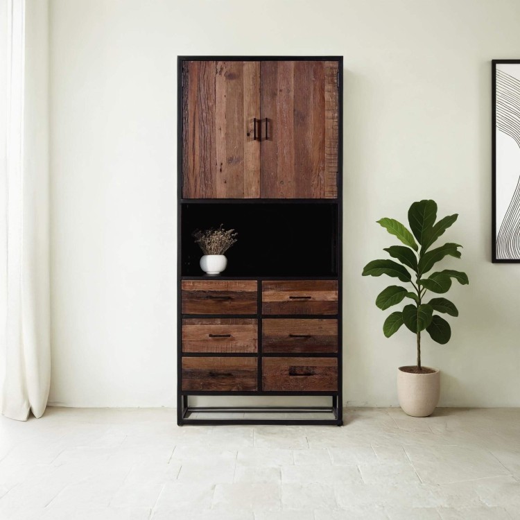 Armoire industrielle en bois recyclé - Recycled
