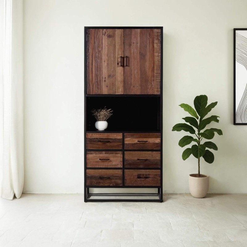 Armoire industrielle en bois recyclé - Recycled