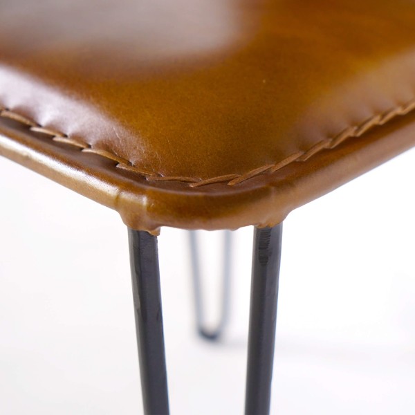 Chaise vintage métal et cuir marron - Smart