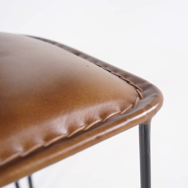 Chaise vintage métal et cuir marron - Smart
