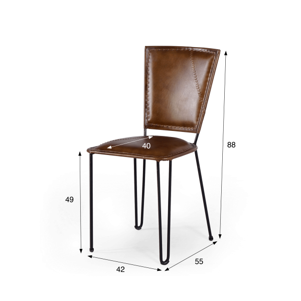 Chaise vintage métal et cuir marron - Smart