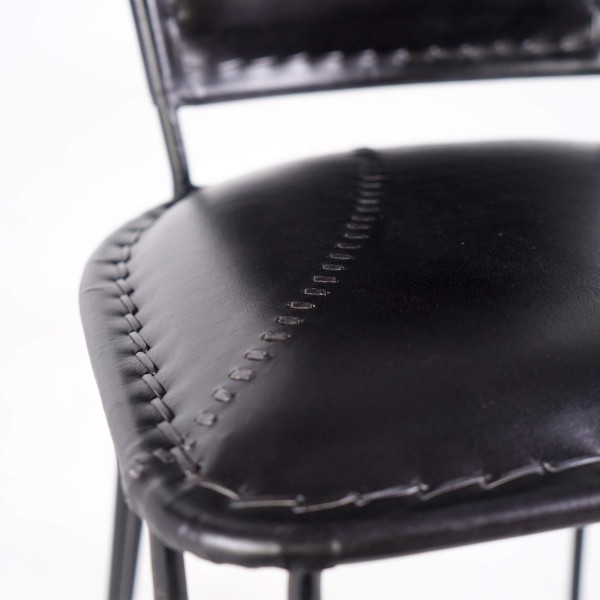 Chaise vintage metal et cuir noir - Smart