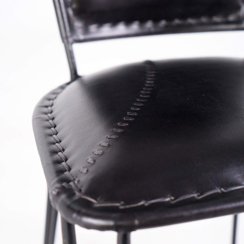 Chaise vintage metal et cuir noir - Smart
